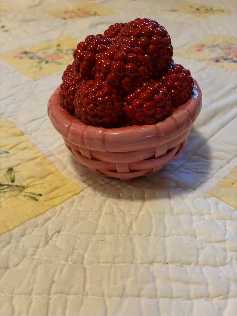 Pink Ceramic Berry Basket - Decorative Home Accent